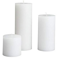 Kuber Selection Pack of 3 Pcs 2 2, 2 4 2 6 Premium Paraffin White Wax Pillar Candle Set, (2 inch 2 inch, 2 inch 4 inch, 2 inch 6 inch)(Pack of 3 Pcs) (White)