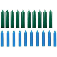 Kuber Selection Pack of 20 Pcs 5 Inch 14mm 10 Pcs Green 10 Pcs Blue Taper Candles, Green,Blue Spelll Candles, Household Candles (Pack of 20 Pcs) (5 Inch 14mm) Candle (Green, Blue, Pack of 20)