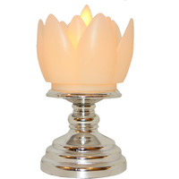 Saubhagya Global Electronic Battery Operated Acrylic Silver Flame Less LED Rose Candle Stand (Silver, 1)