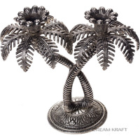 DreamKraft Elegant Metal Tree Double Candle Holder: A Touch of Nature for Home Dcor (21X12X17 CM)