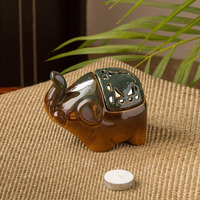 ExclusiveLane Amber & Teal Studio Pottery Ceramic Table Tea-Light Holder - Votive Tealight Holder For Dining Table Candle Stand For Home Decoration Candle Holders For Home Dcor Items In Living Room