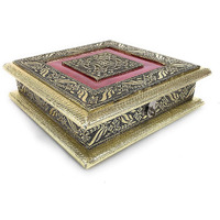 RIOMAX Decorative Empty Dry Fruit Box/Wooden Dry Fruit Box/Sweets Box/Gift Box/Mukhwash Box/Dry Fruit Tray (4 Section Box, Rajwadi Meva Oxidized)