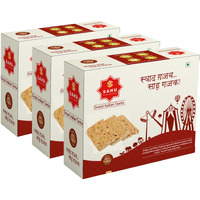 SAHU GAJAK BHANDAR Sesame Peanut Chikki Bar | No Added Preservatives And Colours | Jaggery Snacks | Til Ground Nut Ki Chikkis | Indian Sweets And Snacks (Pack Of 3), 600 grams