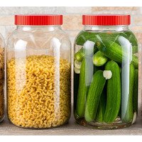 Feelopie Aahar Jar with Red Lid for Lentils, Food, Pickles, Spices, Sweets, Snacks, Rice, Kitchen Storage (3 KG, Set Of 2)