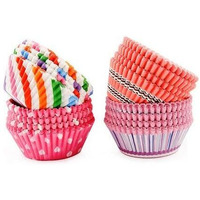 Inditradition Paper Cupcake Liners, Paper Baking Cups for Muffins, Cakes, Laddu Sweets Packing - Pack of 500 Cups, Multicolour (Large, 45x25 mm)