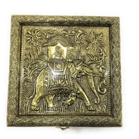 ROXA Decorative Empty Dry Fruit Box/Wooden Dry Fruit Box/Sweets Box/Oxidized Dry Fruit Box/Gift Box/Mukhwash Box, Sopari Box (4 Section Box) (Golden Elephant)