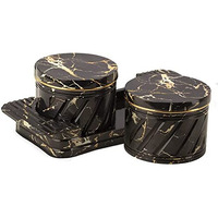 SELVEL Giving shape to life! Airtight Dry Fruit Container Tray Set with Lid & Serving Tray for Serving Sweets, Chips, Cookies Other Snacks -430ml,Italian Black, Polypropylene & silicone
