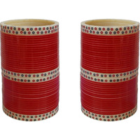 Lucky Jewellery Bridal Bangle Set Traditional Red Designer Chura Wedding Punjabi Choora Fashion Jewellery Chuda Set (726-Q1C1-890-R28)