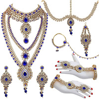 Lucky Jewellery Designer Gold Plated Dulhan Bridal Jewelry Set 8 Pcs. for Girls & Women (WZK-B)
