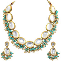 Lucky Jewellery 18K Gold Plated Multicolor Kundan Stone/Uncut Kundan/Dibbi Kundan/Meena Kundan/Lucknow Kundan Necklace Set for Girls & Women (1000-J5SK-1607-WF)
