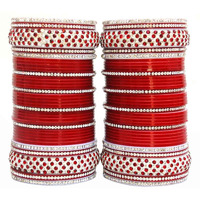 Lucky Jewellery Bridal Bangle Set Designer Maroon color Dulhan Punjabi Choora Wedding Chura Fashion Chuda For Women (1881-M1C1-ML288-M28)