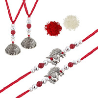 Designer Gold Plated Combo White Color Quirky Flower Shape Bhaiya Bhabhi Rakhi for Bro/Brother/Bhaiya/Bhai/Bhabhi (Pack of 4) Rakshabandan Rakhee Bracelet Rakshashutra (185-WJMR1-Z320-W-4)