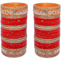 Lucky Jewellery Bridal Bangle set Red Punjabi Choora Wedding Chuda Fashion Chura Set for Women(508-M1C1-722-R210)