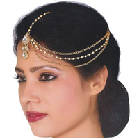 Lucky Jewellery Bridal Dulhan Collection White Color Stone Tikka Wedding Matha Patti For Girls & Women (106-L1PM-13-W)
