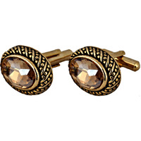 Lucky Jewellery Unique Men Jewelry Gold Color Stone Antique Gold Plated Sleeve Button Formal Cuff Button Wedding Shirt Button, Suit, Blazer Cufflinks Pair Gift Set For Men (248-M4C4-A5812-LCT)