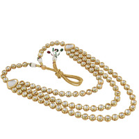 LUCKY JEWELLERY Back Meenakari 18k Gold Plated White Color Tika Earring Combo Jewellery Set Uncut Kundan Big Faux Kundan Dibbi Kundan Choker Necklace Set for Girls & Women