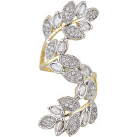 Lucky Jewellery 18K Gold Plated American Diamond (AD) White Color Finger Ring for Girls & Women (185-P4FA-1555)