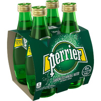 Perrier Natural Mineral Carbonated Water Sparkling - Pack of 4 Bottle, 4 x 330 ml