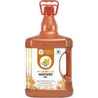 IndicWisdom Wood Pressed Mustard Oil 5 Liter (Cold Pressed Mustard Oil - Extracted on Wooden Churner)