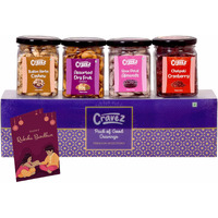 cravez Assorted Healthy Rakshabandhan Gift Hamper Dry Fruit Masala, Italian Herbs Cashew, Chatpati Cranberry, Rose Petal Almonds, 100Gm*4 - 400 Gm , Roasted Festiva, Birthday, Anniversary