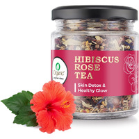 IORGANIC Hibiscus Rose Tea | Organic Herbal Immunity Booster Caffeine Free With Blend Of Star Anise | Fennel, Cardamom, Chamomile & Rose Petals For Your Skin Detox And Healthy Glow - (60 Gram)