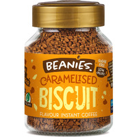 Beanies | Instant Flavored Coffee | Caramelized Biscuit | Low Calorie, Sugar Free | 50 g| Pack of 1