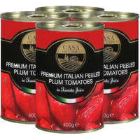 Casa De Campo Premium Italian Peeled Plum Tomatoes in Tomato Juice, 4 x 400 g