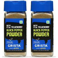 CRISTA Tellicherry Black Pepper Powder | Sun-dried |Zero added Colours, Fillers, Additives & Preservatives |High Volatile Oil Content |Natural | 50 gms each |Pack of 2