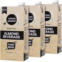 Urban Platter Almond Milk, 1L [Pack of 3, Unsweetened, Dairy-Free, Plant-Based]