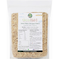 GreenHabit Jowar Flakes - Nutritious and Gluten-Free Sorghum Cereal - High Fiber Breakfast Vegan (Jowar Flakes, 1 kg)