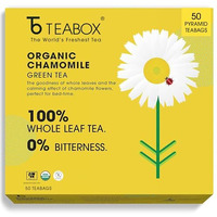 Teabox Premium Organic Green Tea With Chamomile Flowers | 100% Whole Leaf Green Tea From The Himalayas | USDA ORGANIC | 50 Tea Bags (Low Caffeine)