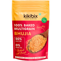 Kikibix Baked Multigrain Bhujiya Healthy Snacks, 50% Less Fat, 30% Less Calories - No Sugar, No Palm Oil, 100% Baked Not Fried - Pack of 1