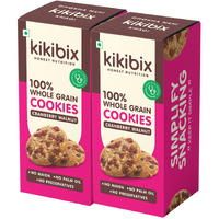 Kikibix Cranberry Walnut Cookies, High-Fibre Tasty & Healthy Multi-Grain Snack For All Age Groups, Low Calorie, No Maida, No Refined Sugar, Made With Organic Jaggery- (130g x Pack of 2) | 24 Pieces