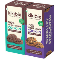 Kikibix Millet Gluten Free Jaggery Cookies Combo | Fig & Chocolate Biscuits For Tea Time | No maida & No Refine Sugar | For Pcos, Weightloss | Tasty & Healthy Snacks for Adults & Kids | 260 Gms