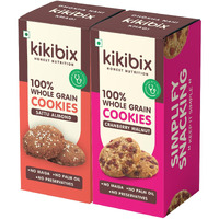 Kikibix Oats & Protein Almond Cookies Combo | Gur Chana, Sattu & Cranberry Walnut | Organic Jaggery | No Maida, No Wheat | High Protein, High Fiber Cookies For Kids & Adults | Tasty & Healthy Snacks | 260 Gms