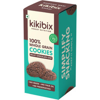 Kikibix Choco Chip Cookies | No Maida, No Refine Sugar | Made With Organic Jaggery | Tasty & Healthy Snacks For Adults & Kids | Multigrain Millets | Tiffin Box Snack | Jowar Chocolate | 130 Gm | 12 Pieces