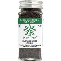 Pure Tree Certified Organic Mustard Seeds Big|90 Gram|Glass Jar|Black Mustard Rai Seeds Big|Sasive Seeds Whole Kali Rai Dana|Sarson Dana Indian Spice Gluten Free