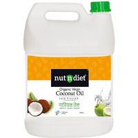 nutndiet Extra Virgin Coconut Oil Cold Pressed, Pure Organic Coconut Oil For Baby Massage, Hair Care, Skin Care And Cooking, CAN 5 Litre