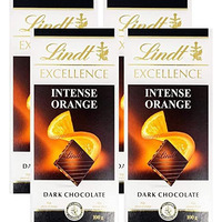 Lindt Excellence Orange Intense Dark Chocolate, 4 X 100 Gram, 400 Gram