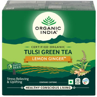 ORGANIC INDIA Tulsi Green Tea Lemon Ginger 50 Teabags, 50 gram