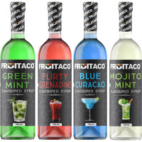 Fruitaco Blue Curacao Grenadine Green Mint Mojito Mint Combo - Elevate Your Cocktails and Mocktails with Bursting Flavors Pack of 4 750ml Each