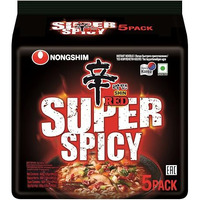 Nongshim Shin Red Super Spicy Instant Noodles, 4.23 Oz 120 G, 5 Pack