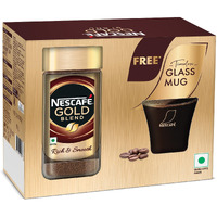NESCAFE Gold Instant Coffee Powder | Coffee at its best | Freeze Dried | Premium Imported Coffee | Rich & Smooth Taste | Jar with Free Glass Mug | 90g Jar