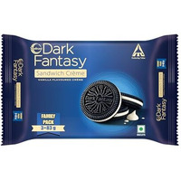 Sunfeast Dark Fantasy Vanilla Crme, 249g, Dark Crunchy Biscuit with Smooth Vanilla Crme