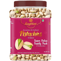 Raghbat Premium California Roasted & Salted Jumbo Size Pistachios Nut 1kg Family Value Pack | Pista Dry Fruit | Super Crunchy & Delicious Healthy Nuts | Gluten Free & Low-Calorie