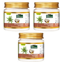 Indus Valley Bio Organic Extra Virgin Organic Coconut Oil Set Of 3 With The Natural Aroma Of Coconut Oil For Hair & Skin Care (175x3=525ml)