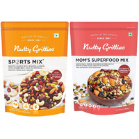 Nutty Gritties Combo Sports Mix Mom Superfood Trail Mix - Mixed Dry Fruits Seeds, 400grams (2 x 200g each), Healthy Snack for Kids and Adults | Resealable Pouch
