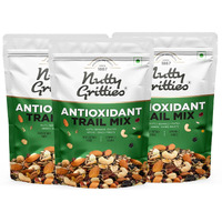 Nutty Gritties Antioxidant Trail Mix 600g | 21 Superfoods in 1 Mix | Including Almonds, Hazelnuts, Brazil Nuts, Berries, Dry Dates, Chia Seeds, Pumpkin Seeds and Many More Mixed Dry Fruits | Resealable Pouch (Pack of 3, Each Pack 200g )