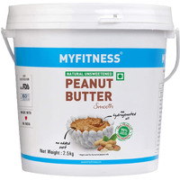 MYFITNESS All Natural Peanut Butter smooth 2.5kg | 100% Roasted Peanuts | 25g Protein | Tasty Nut Butter | No Added Sugar & Salt | No Palm Oil | Zero Cholesterol | Unsweetened Peanut Butter Creamy