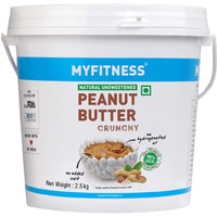 MYFITNESS All Natural Peanut Butter Crunchy 2.5kg | Peanut Butter Unsweetened with 32g Protein | No Palm Oil | 100% Roasted Peanuts | Sugar Free Peanut Butter Spread for your Bread | Vegan Nut Butter